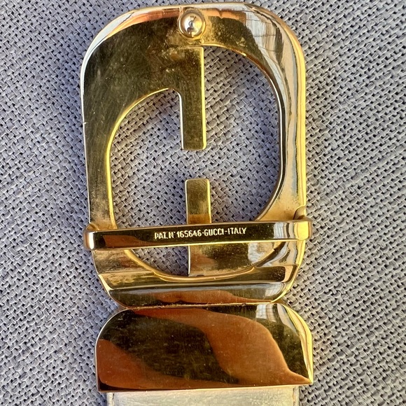 Gucci GG Gold Buckle Dark Blue Belt unisex - Picture 4 of 5